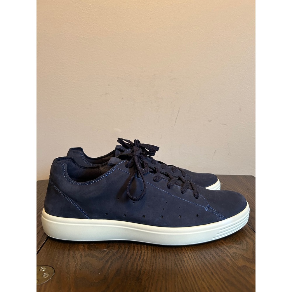 Ecco Soft Sneakers Shoes Lace Up Blue Leather Men's Size 11